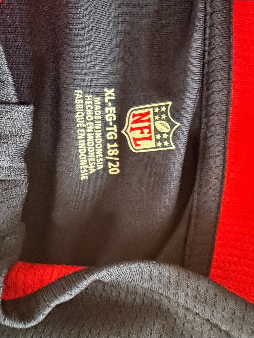 NFL Black and Red Team Pullover with NFL Shield Label